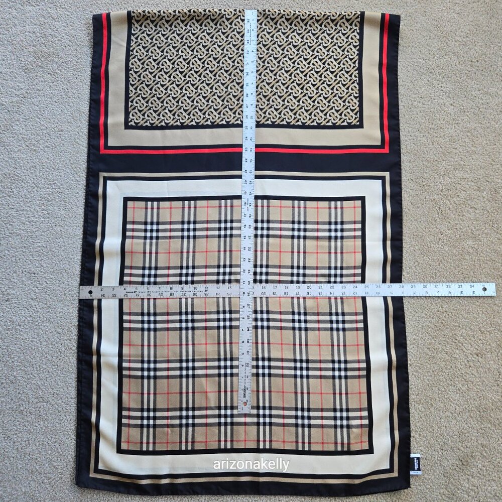 Burberry Montage Print Silk Twill Scarf Archive Beige - Picture 15 of 16